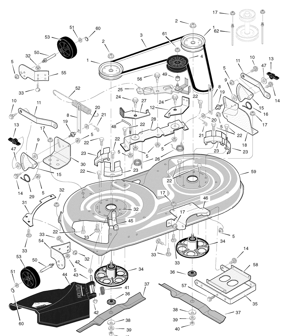 Mower Housing Diagram and Parts List for 425640X50B 2006 Briggs and Stratton Lawn Tractor